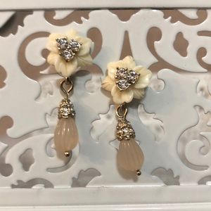 Marchesa crystal flower drop earrings in gold
